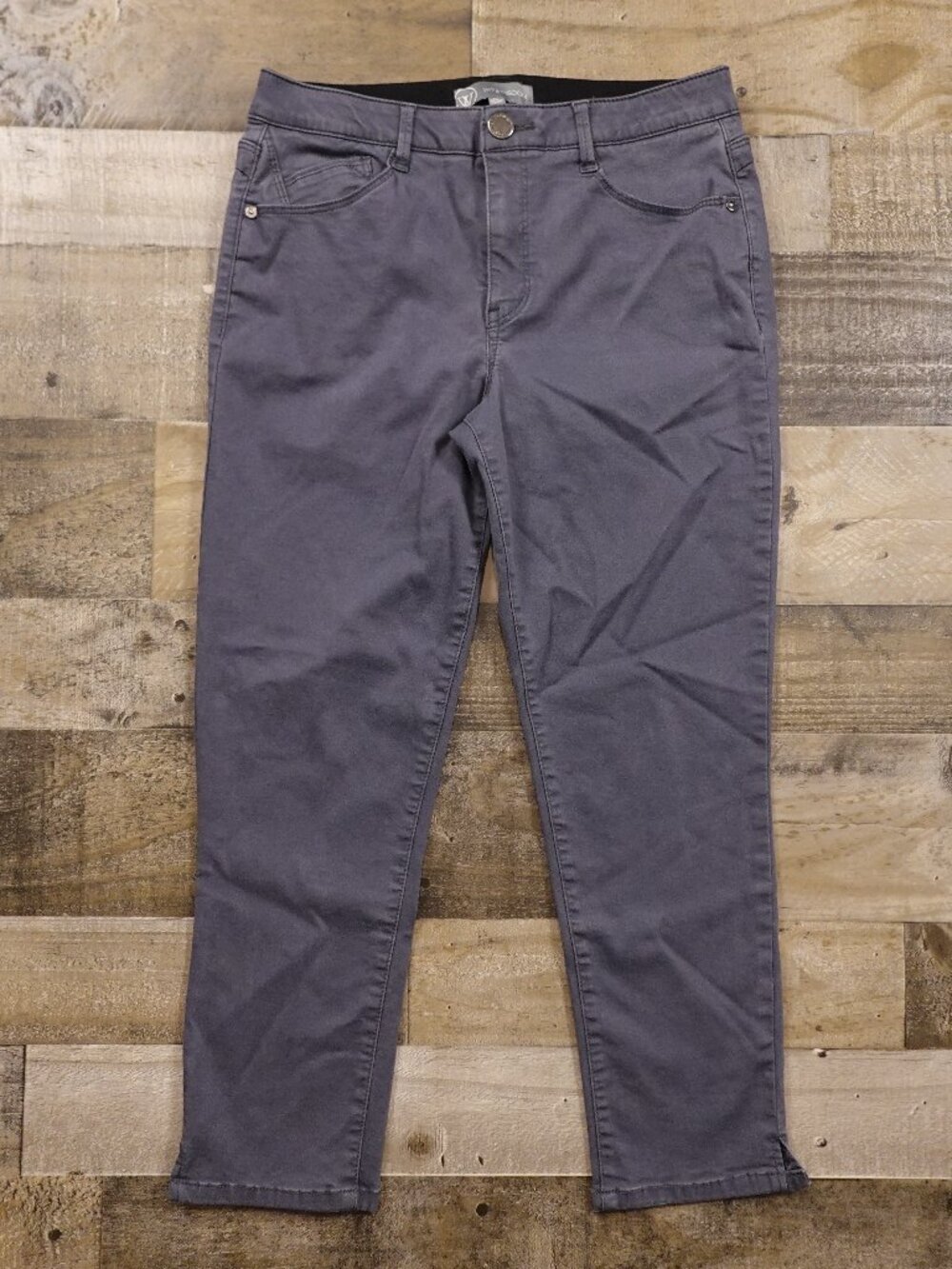 Wit & Wisdom High Rise Skinny Crop Jeans Women’s 8P Gray Stretch Denim